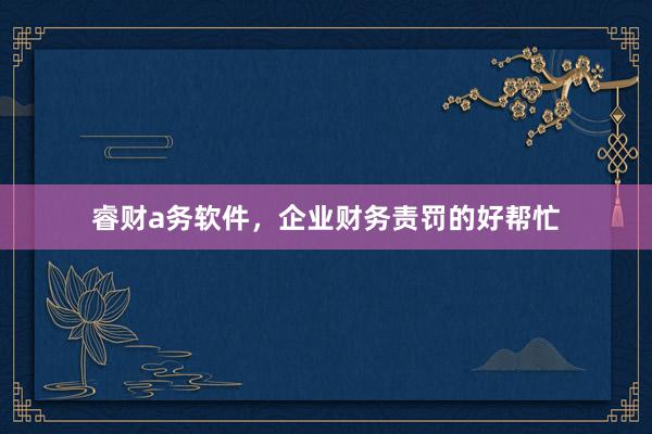 睿财a务软件，企业财务责罚的好帮忙