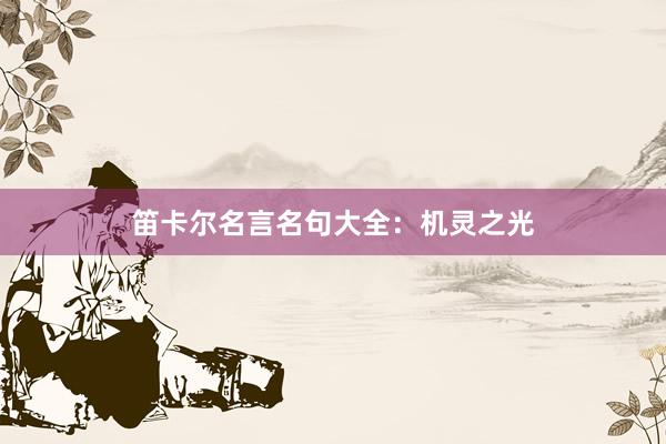 笛卡尔名言名句大全：机灵之光